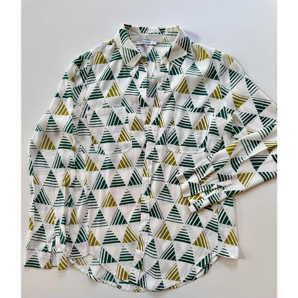 Ro & De Green White Triangle Print Long Sleeve Shirt Tunic Style Size S - Picture 1 of 5